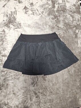 Aerie Offline Black Tiered Skater Athlectic Mini Skirt Golf Pickleball Tennis Lg